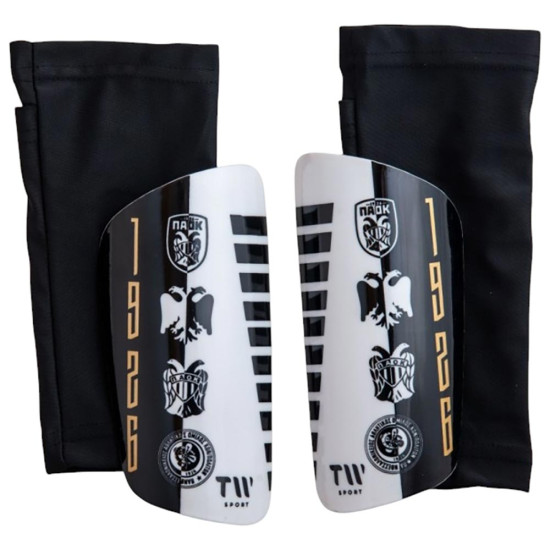 TW Παιδικές επικαλαμίδες ποδοσφαίρου PAOK Shin Guards 4 Logo 1926 with Sleeves